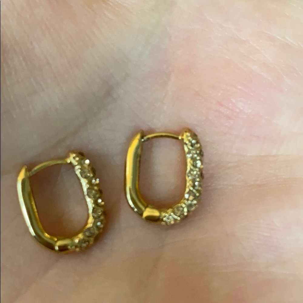 Gold plated Swarovski crystal earrings - Picture 3 of 4